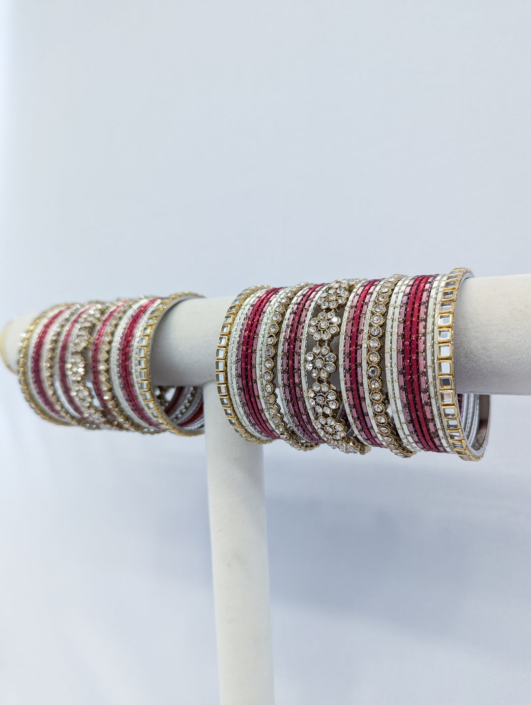 Pink and Ruby Polki  Bangles- 2 HAND SET