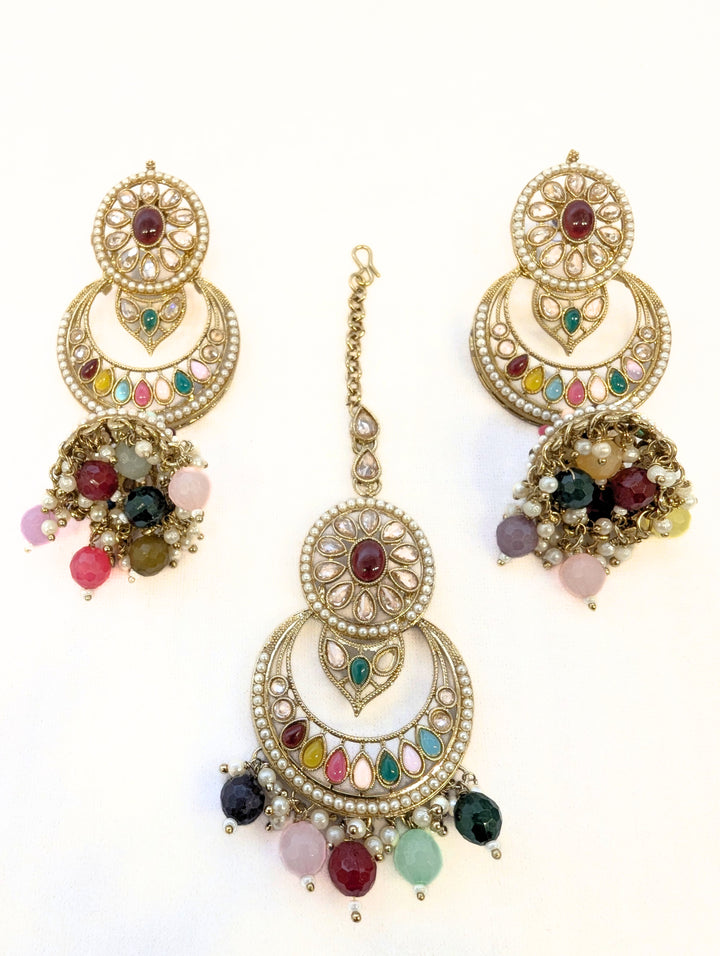 Khushi Polki Earrings and Tikka