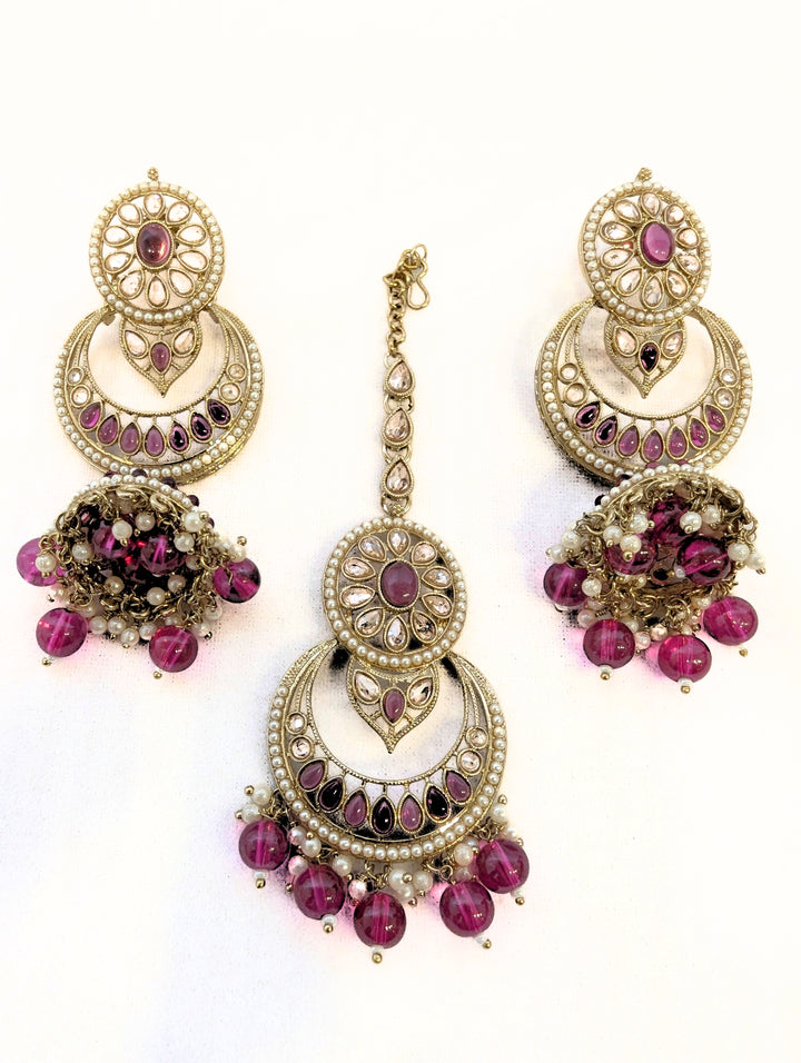 Khushi Polki Earrings and Tikka