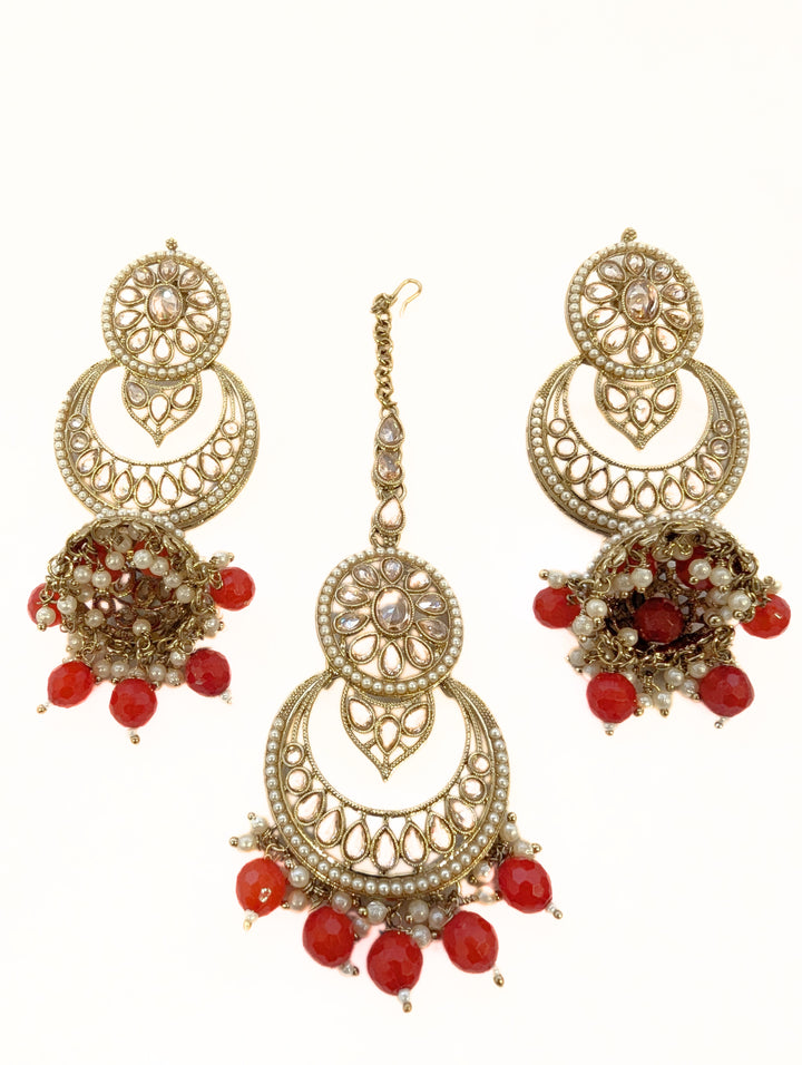 Khushi Polki Earrings and Tikka