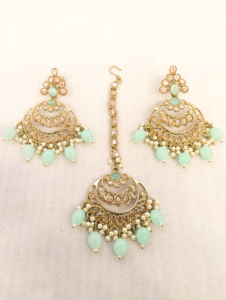 Lavanya Polki Earrings With Tikka