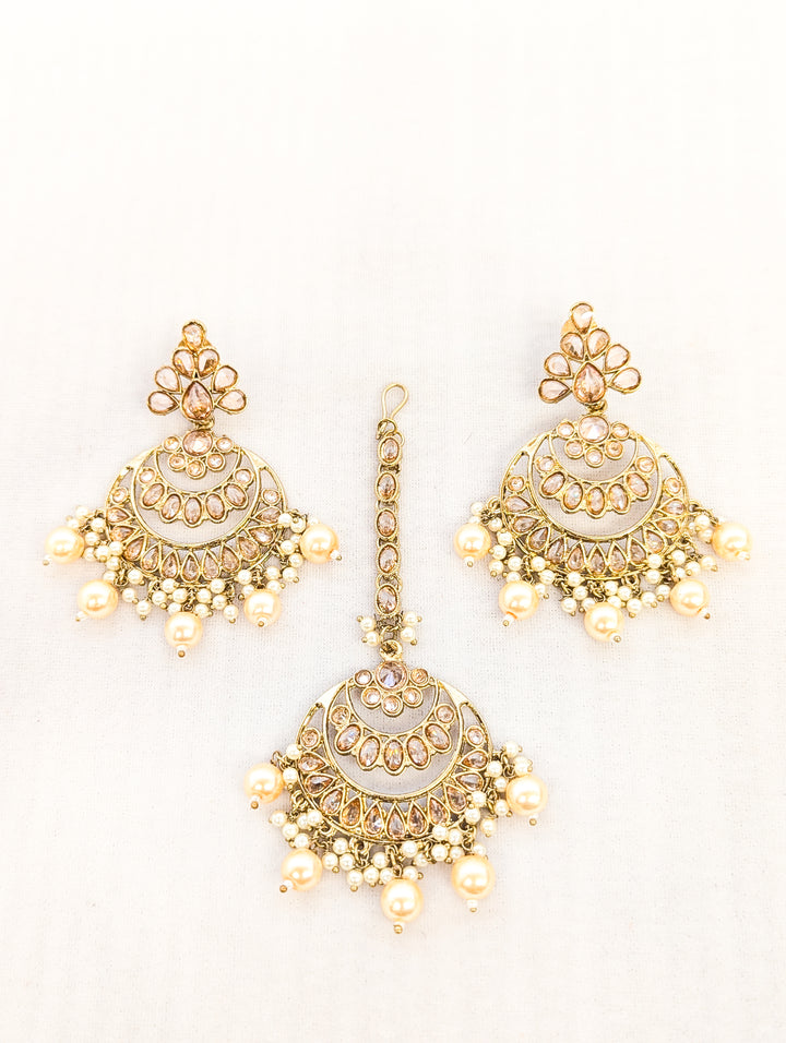 Lavanya Polki Earrings With Tikka