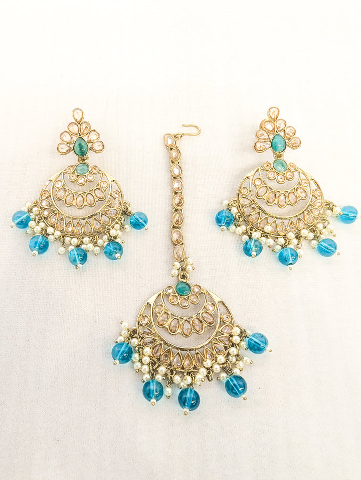 Lavanya Polki Earrings With Tikka