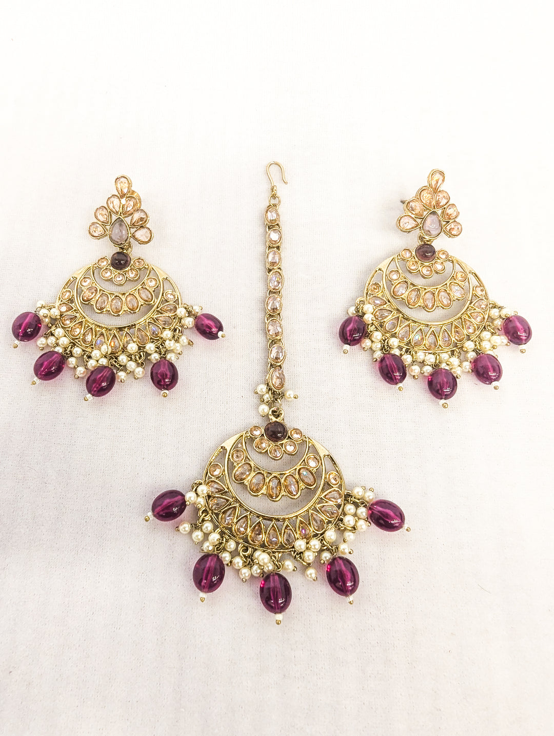 Lavanya Polki Earrings With Tikka