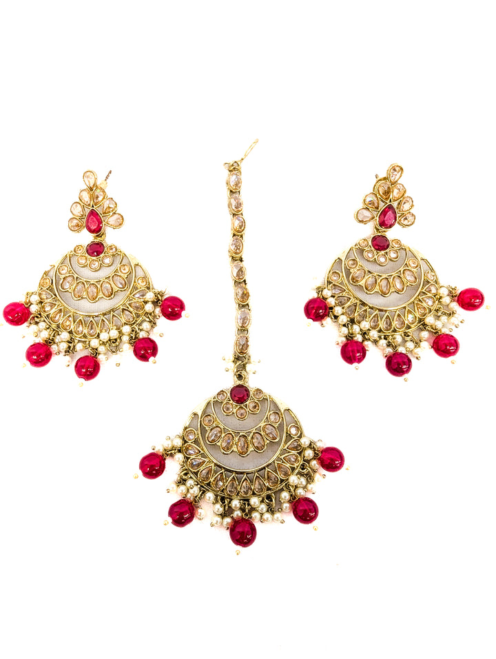 Lavanya Polki Earrings With Tikka