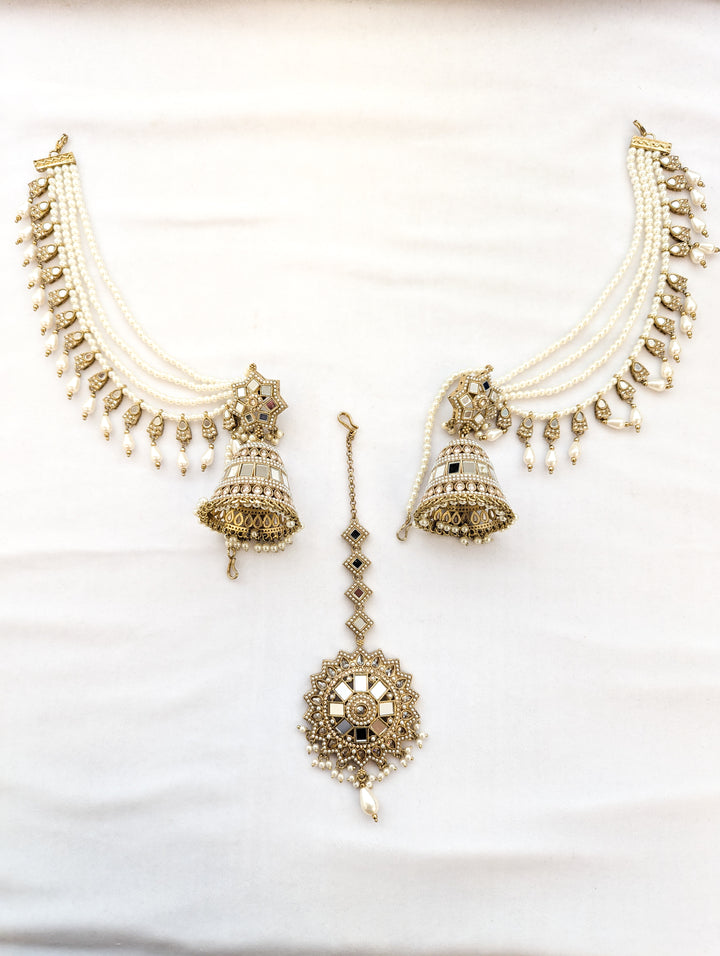 Rhea Mirror Earrings and Tikka With Sahara