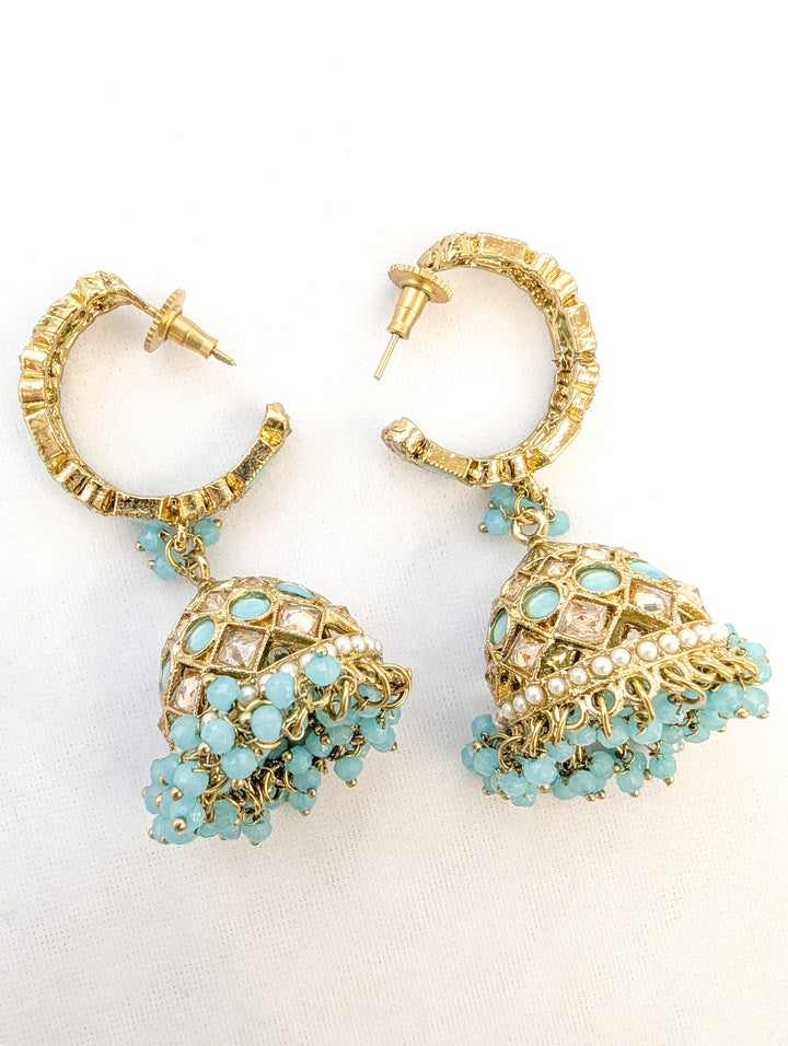 Yogita Polki Earrings With Tikka