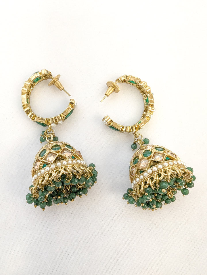 Yogita Polki Earrings With Tikka