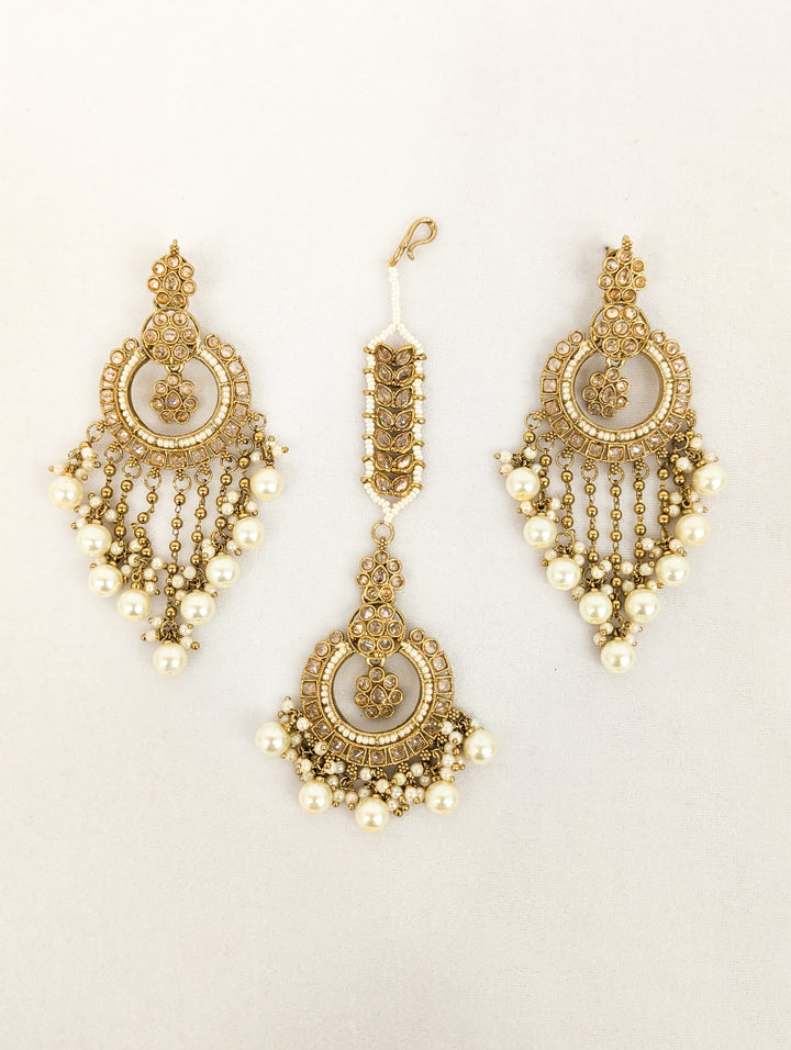 Trisha Polki Earrings and Tikka