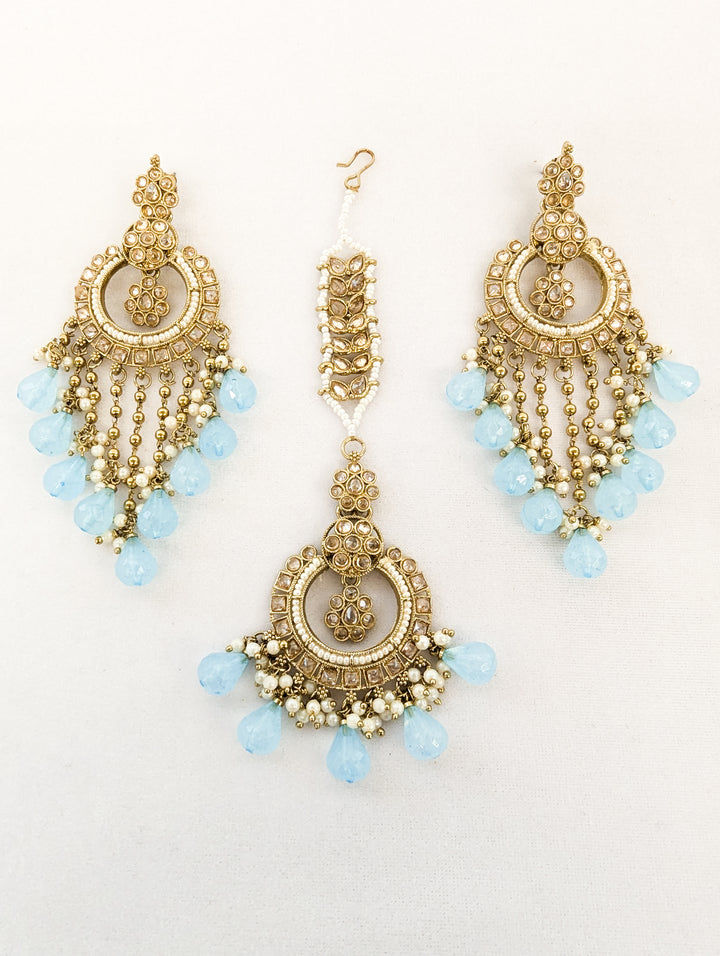 Trisha Polki Earrings and Tikka