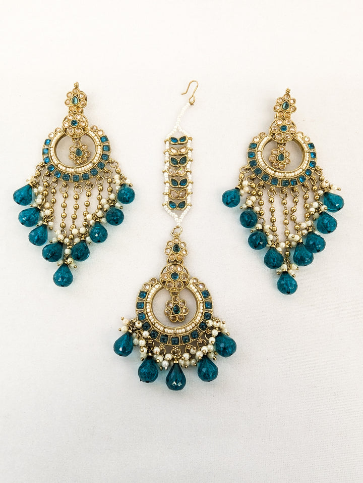 Trisha Polki Earrings and Tikka