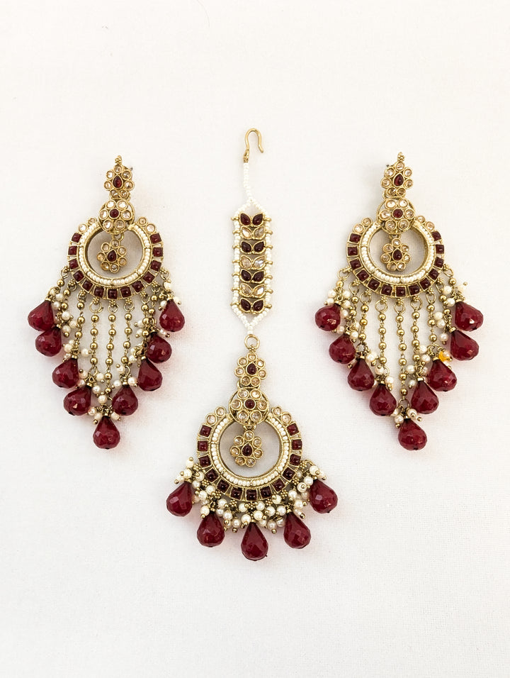 Trisha Polki Earrings and Tikka