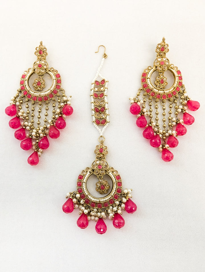 Trisha Polki Earrings and Tikka