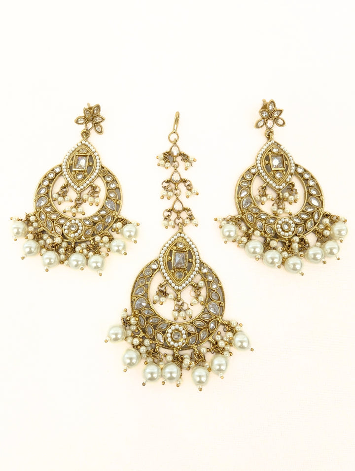 Diya Polki Earrings and Tikka