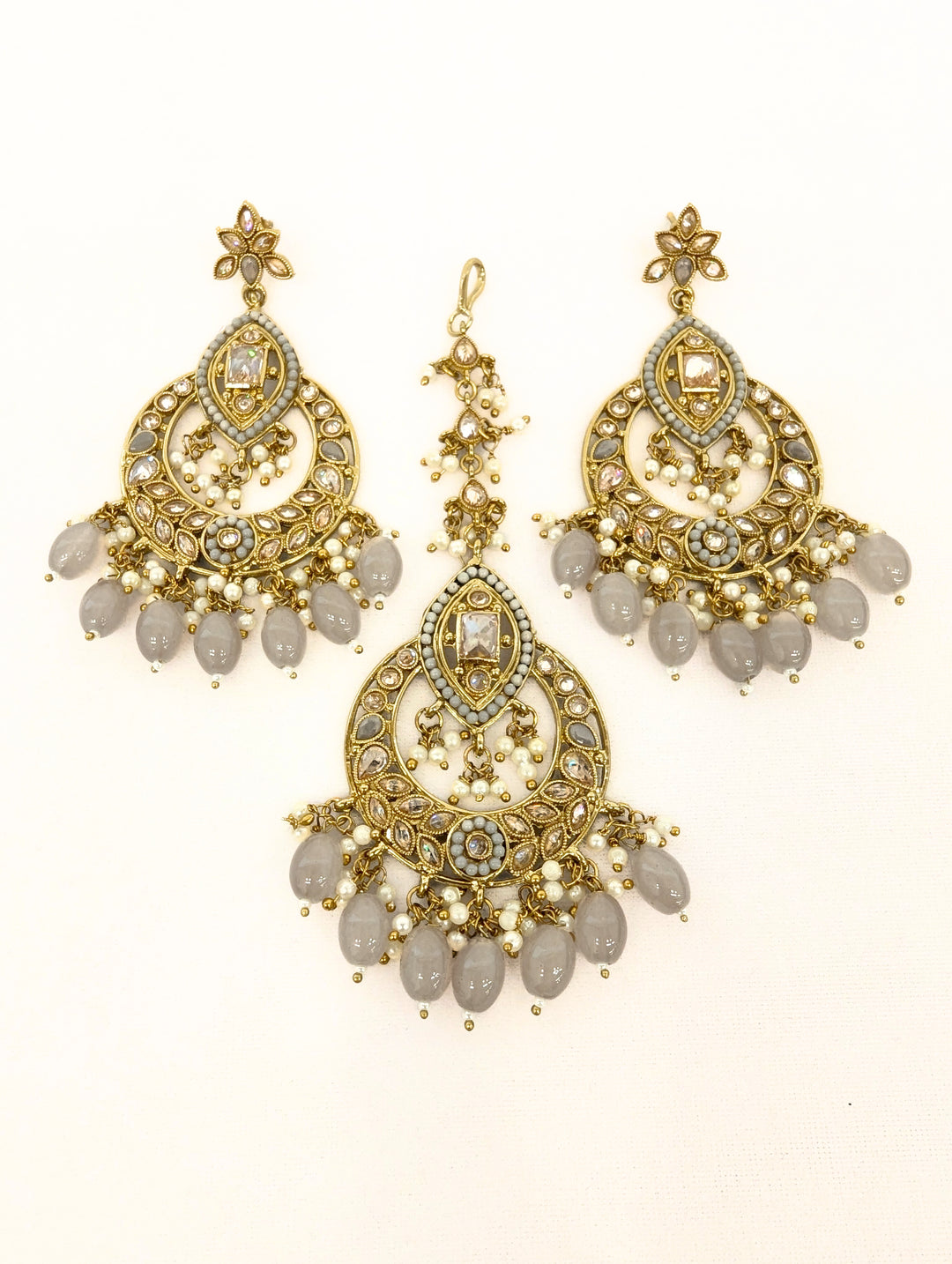 Diya Polki Earrings and Tikka