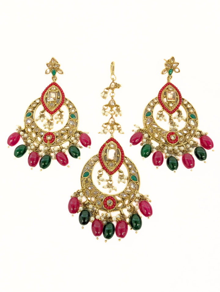 Diya Polki Earrings and Tikka