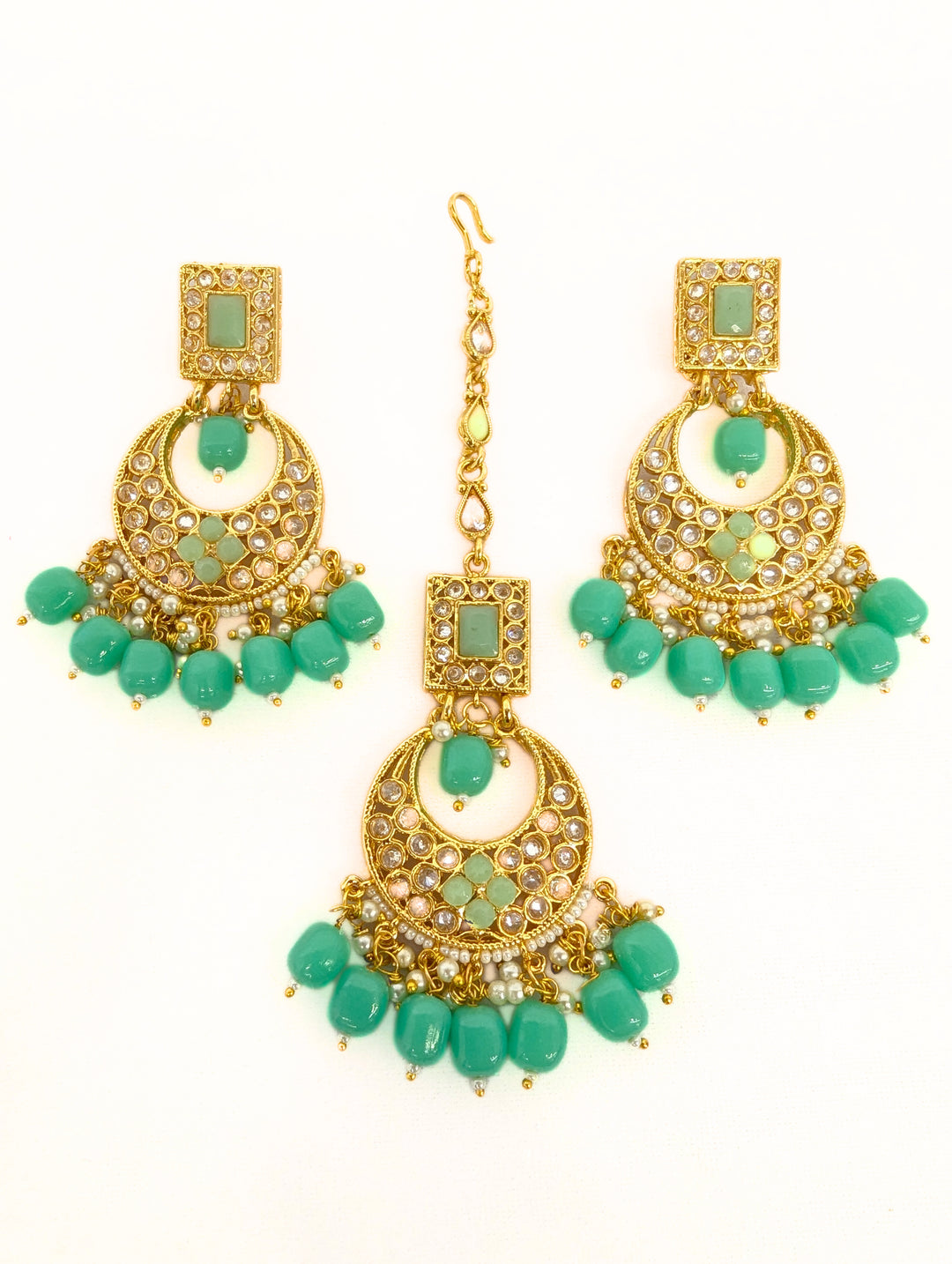 Meera Polki Earrings and Tikka