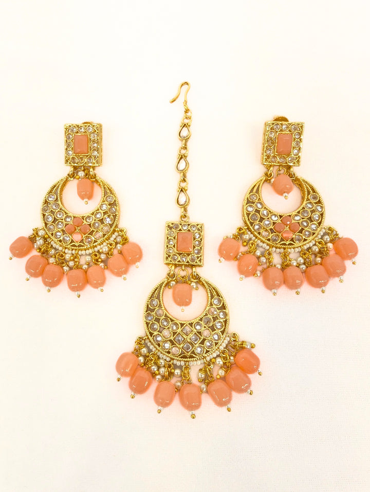 Meera Polki Earrings and Tikka