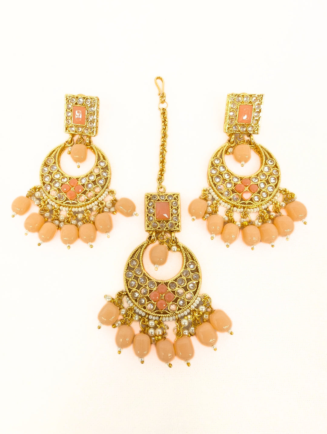 Meera Polki Earrings and Tikka