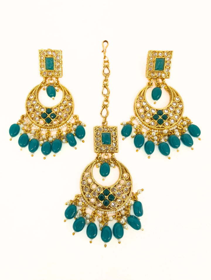 Meera Polki Earrings and Tikka