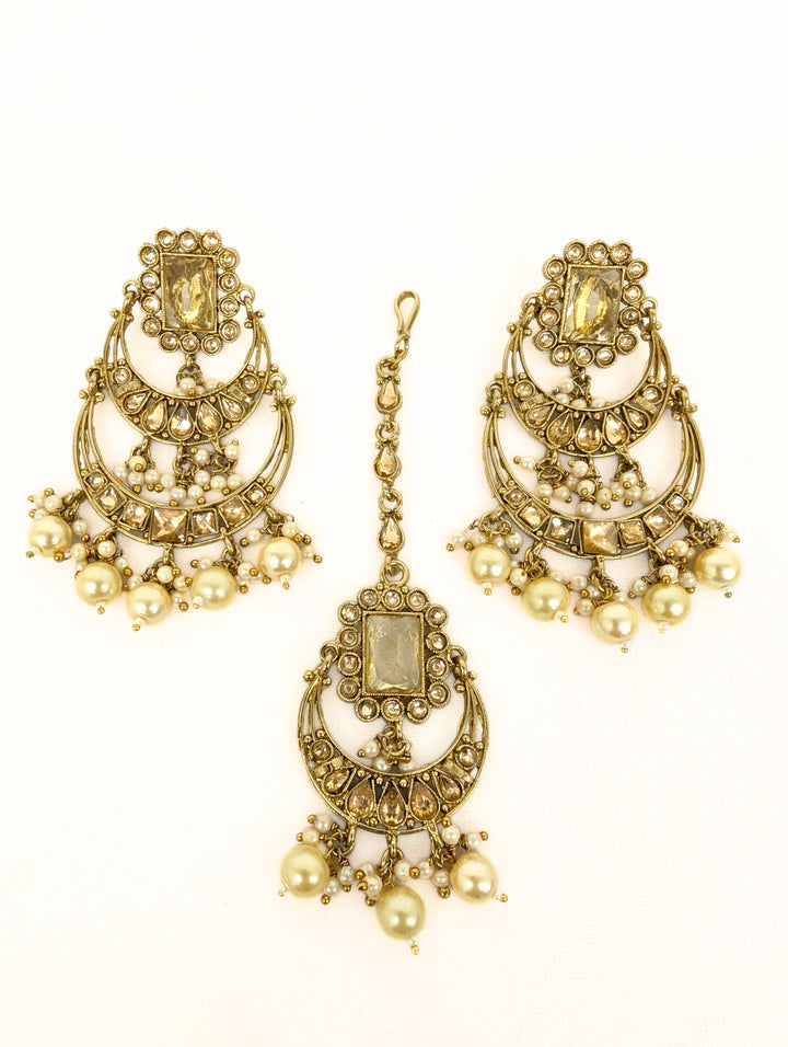 Kaira Polki Earrings and Tikka