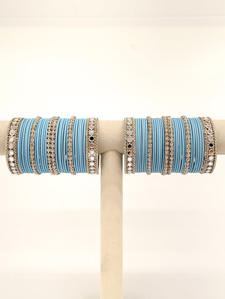 Tania Stones and Mirror Bangles  - 2 HAND SET