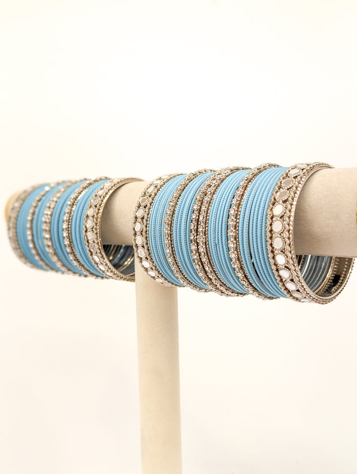 Tania Stones and Mirror Bangles  - 2 HAND SET