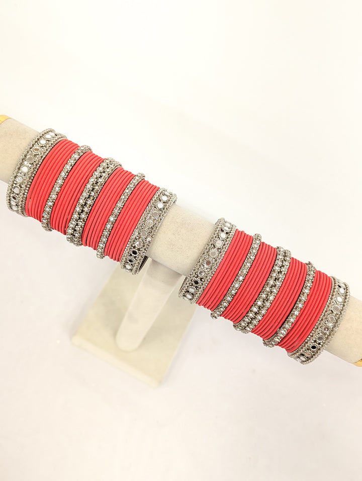 Zarina Stones and Mirror Bangles  - 2 HAND SET