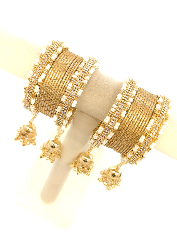 Riddhi Stone Jumka Bangles - 2 Hand Set