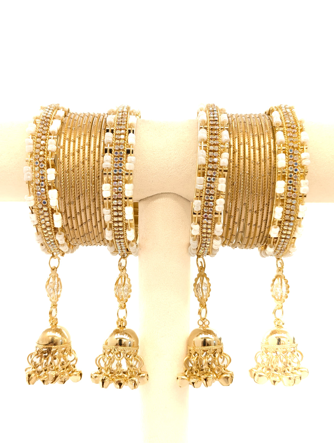 Riddhi Stone Jumka Bangles - 2 Hand Set