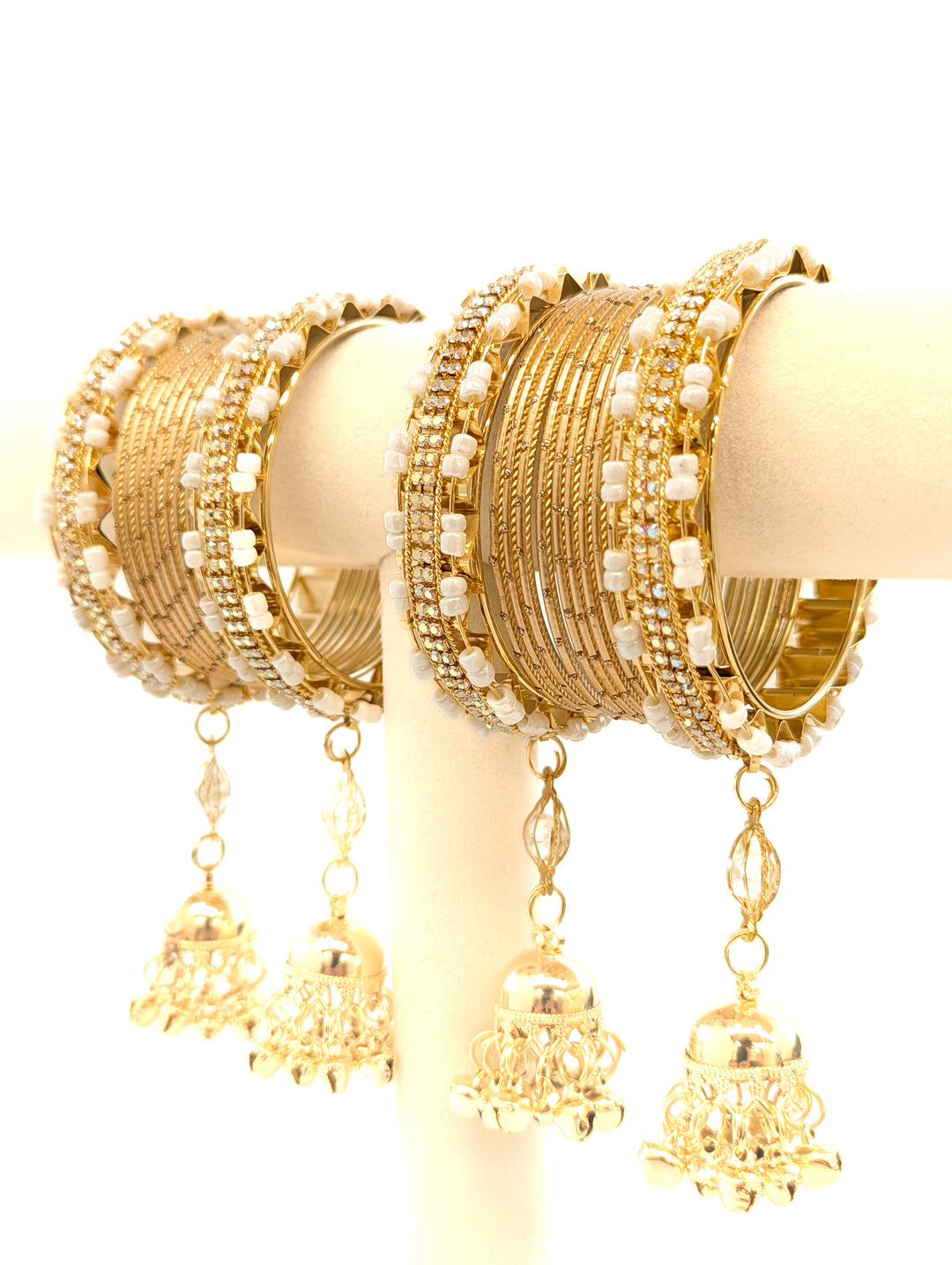 Riddhi Stone Jumka Bangles - 2 Hand Set