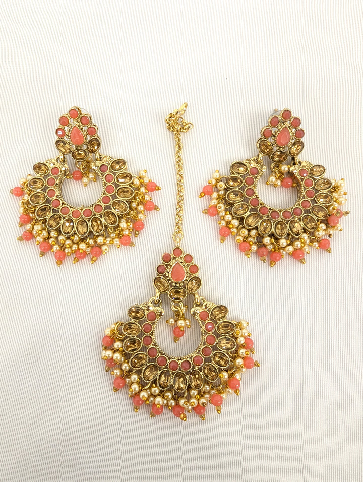 Ishika Stone Earrings and Tikka