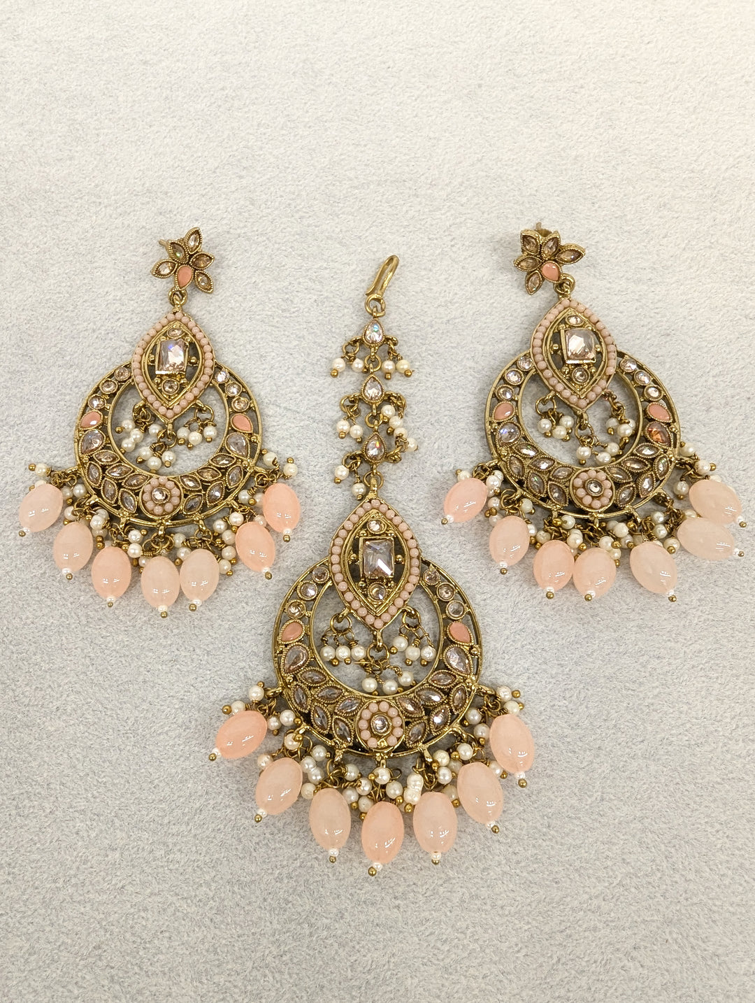 Diya Polki Earrings and Tikka