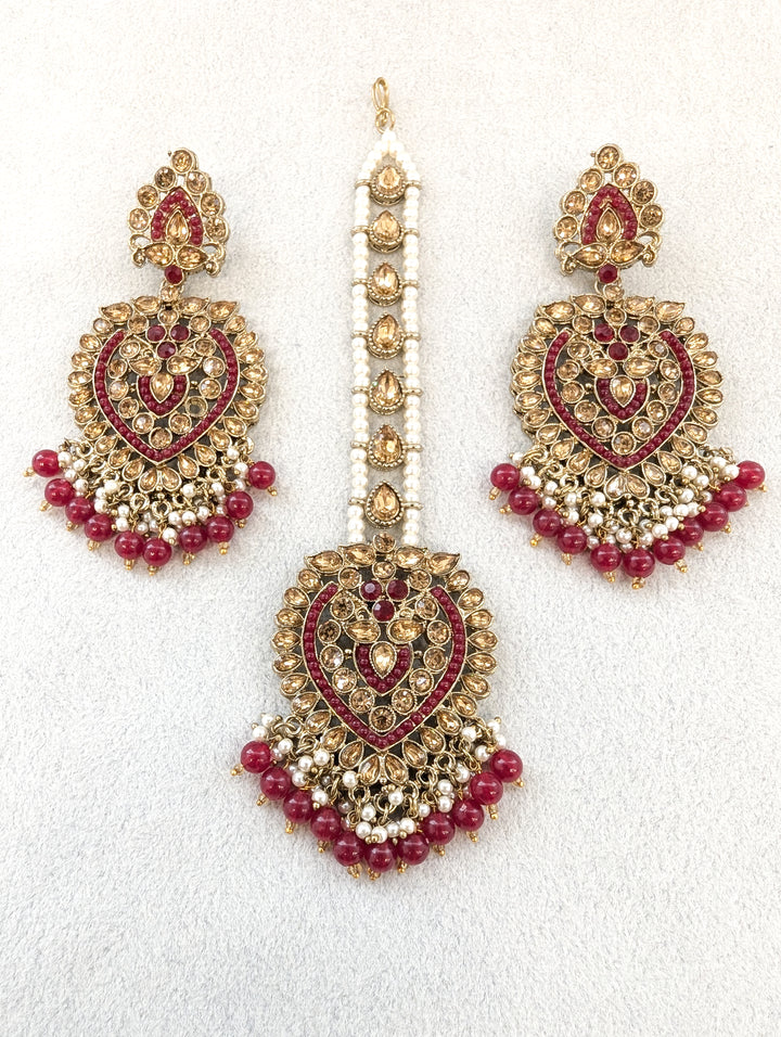 Varsha Stone Earrings and Tikka