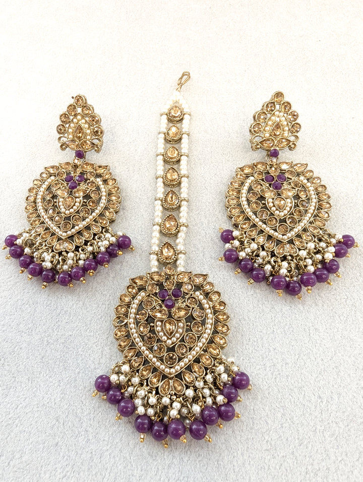 Varsha Stone Earrings and Tikka