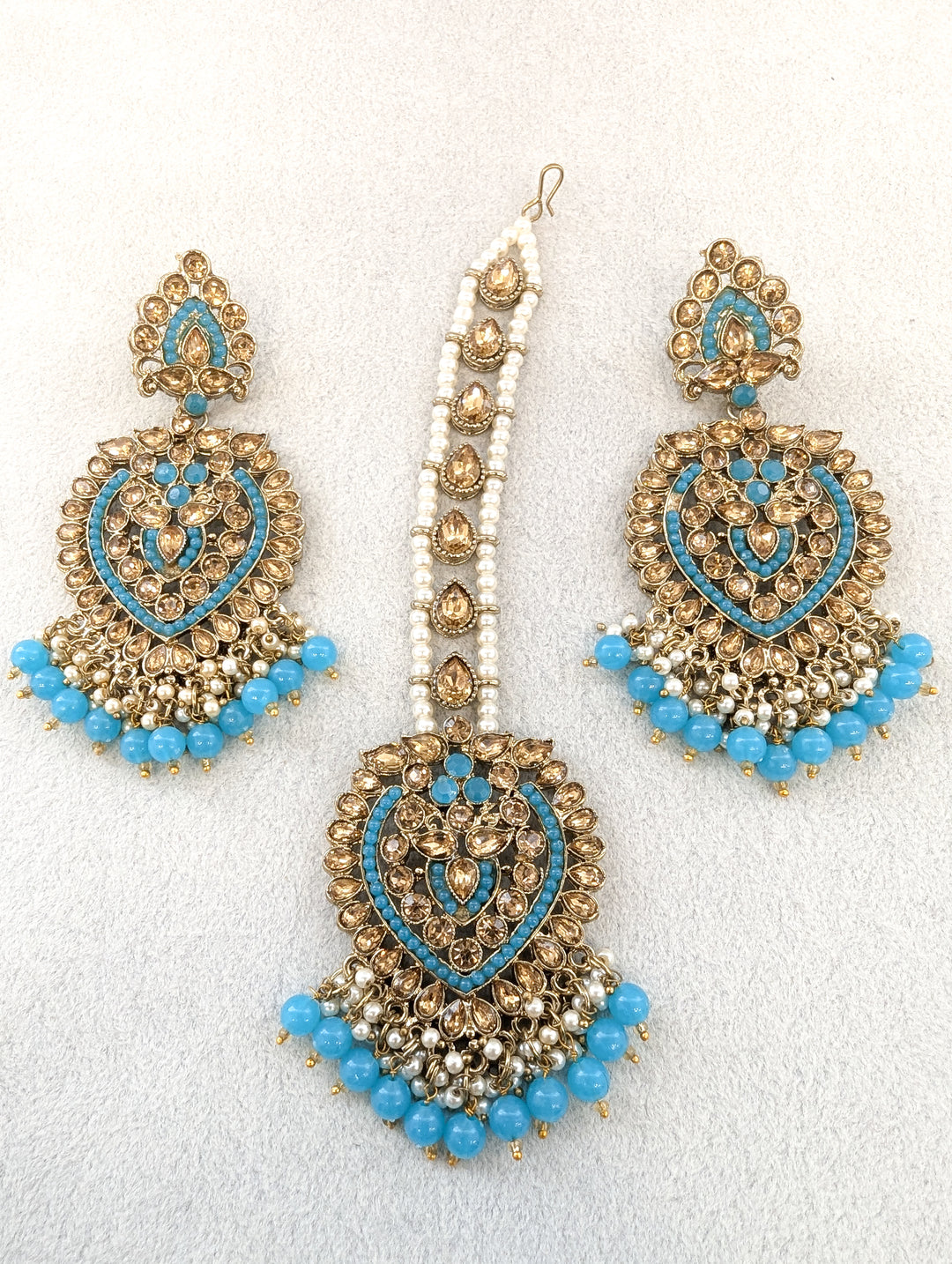 Varsha Stone Earrings and Tikka