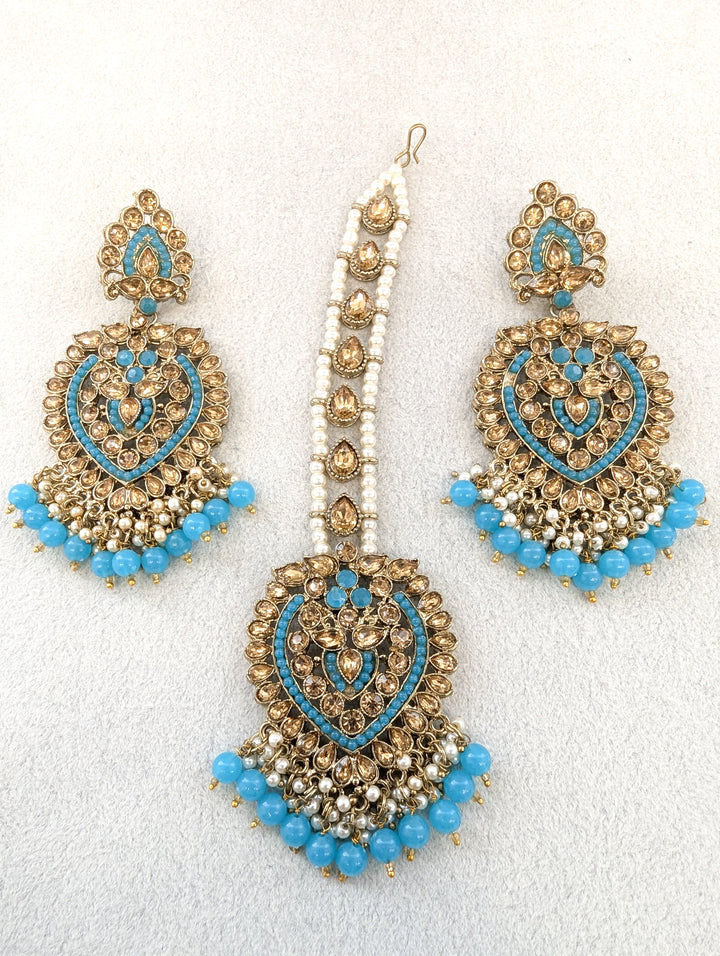 Varsha Stone Earrings and Tikka