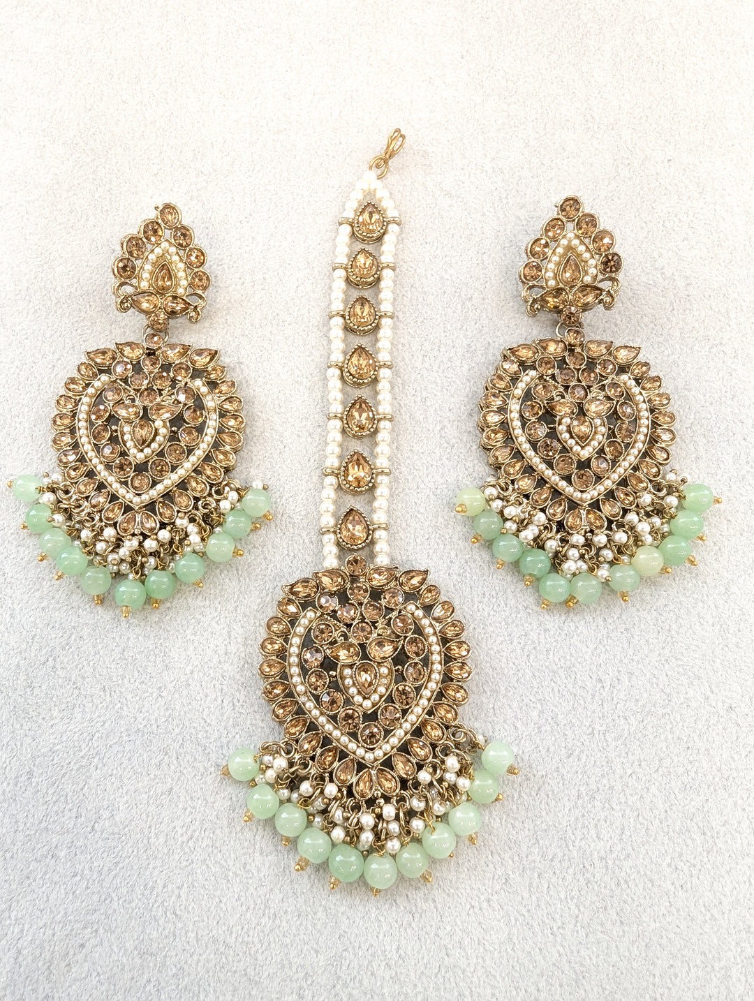 Varsha Stone Earrings and Tikka