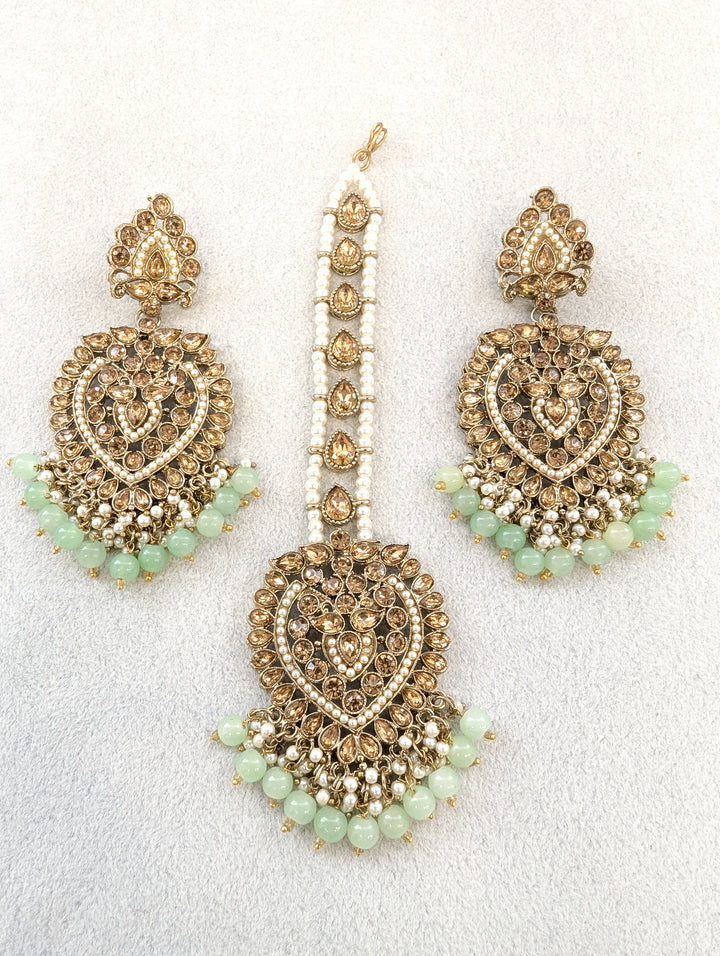 Varsha Stone Earrings and Tikka