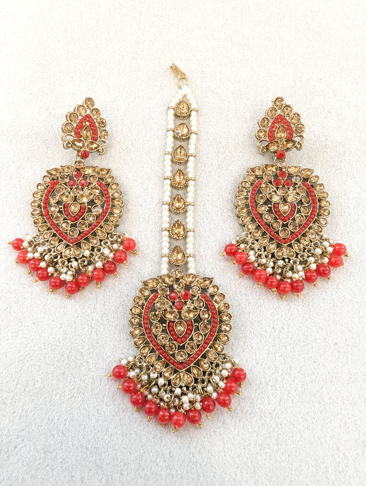 Varsha Stone Earrings and Tikka