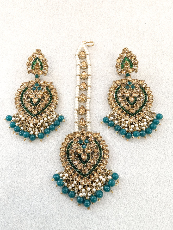 Varsha Stone Earrings and Tikka