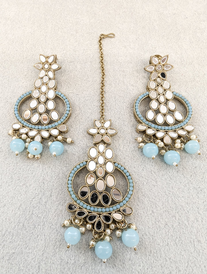 Shweta Mirror Earrings and Tikka