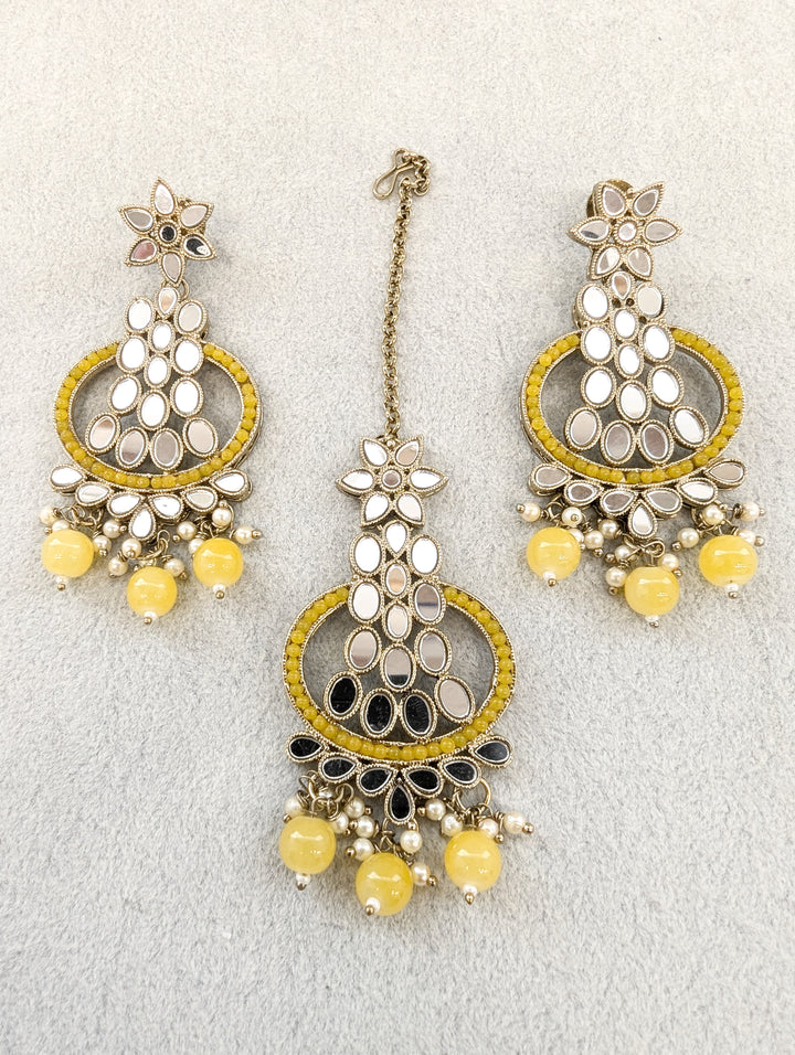 Shweta Mirror Earrings and Tikka