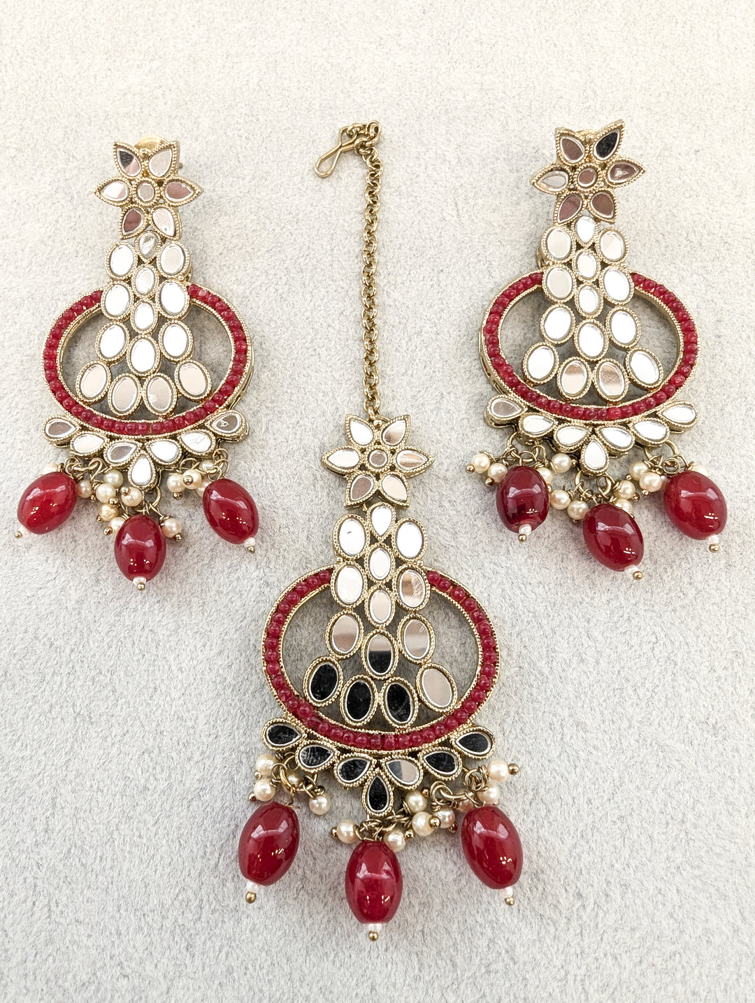 Shweta Mirror Earrings and Tikka