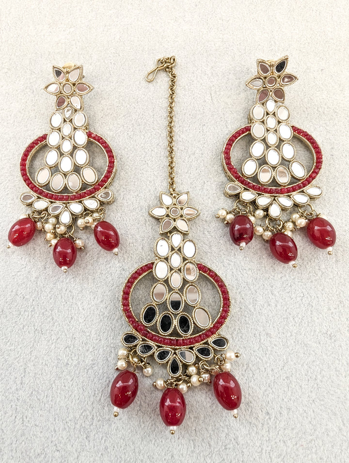 Shweta Mirror Earrings and Tikka