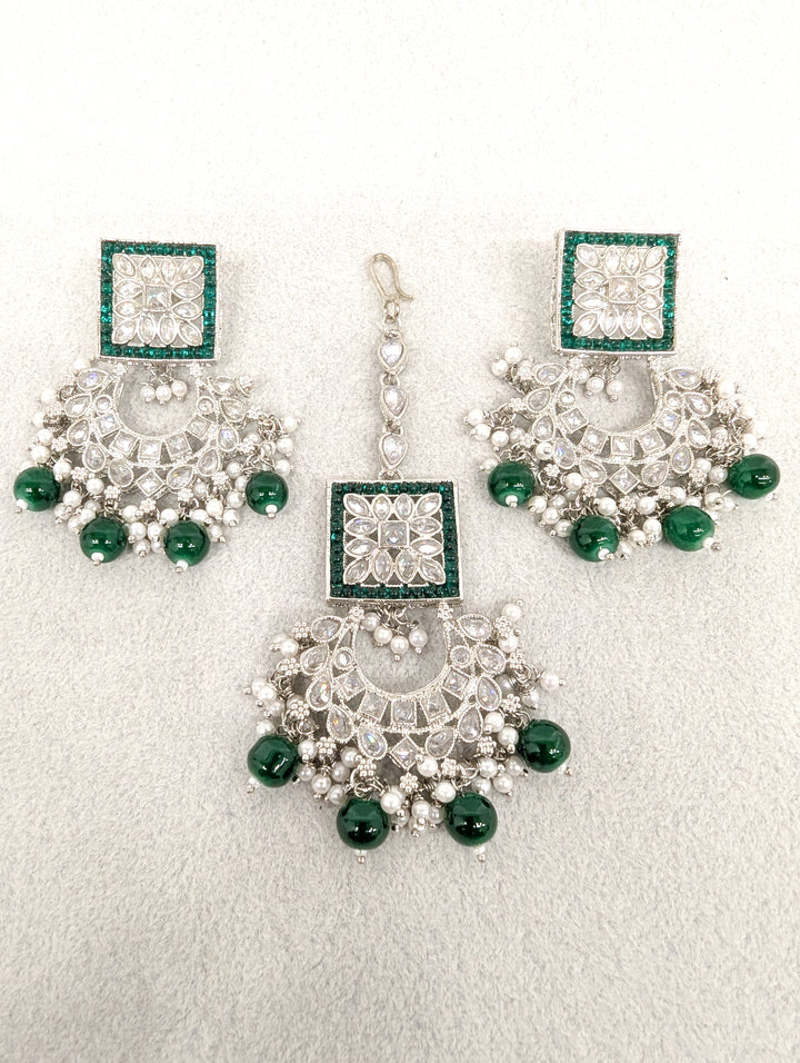 Bhavya Polki Earrings With Tikka