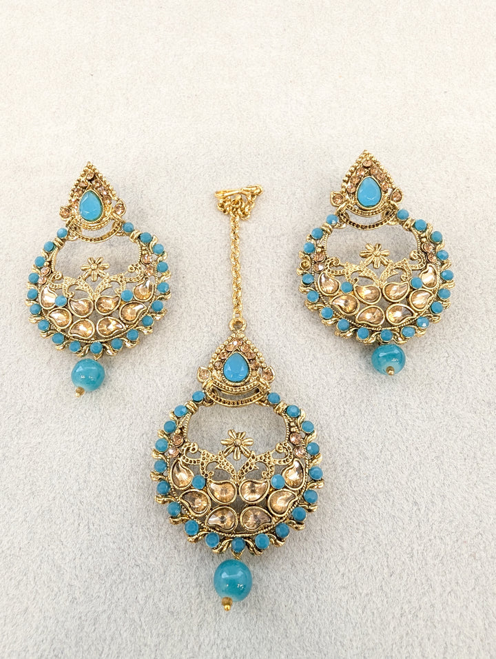 Aditi Stone Earrings and Tikka