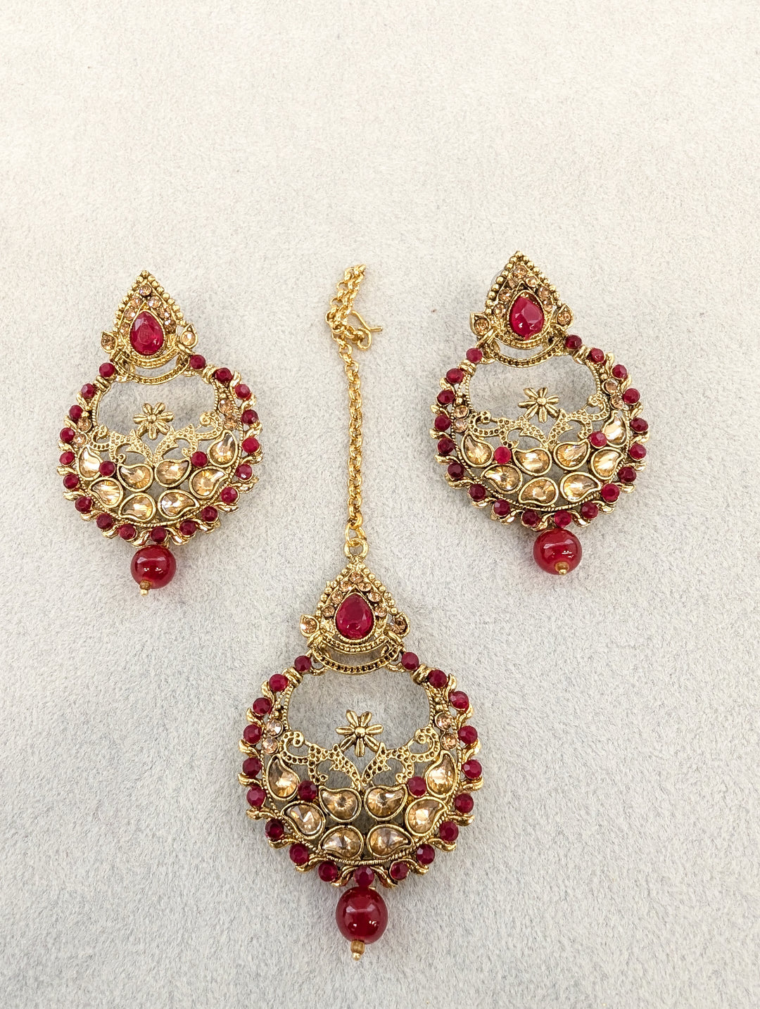 Aditi Stone Earrings and Tikka