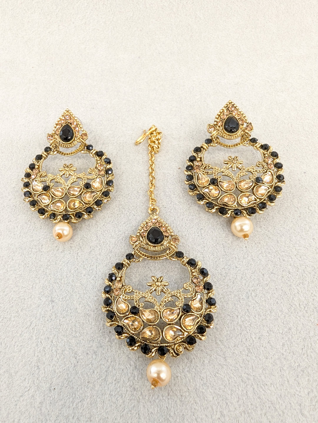 Aditi Stone Earrings and Tikka