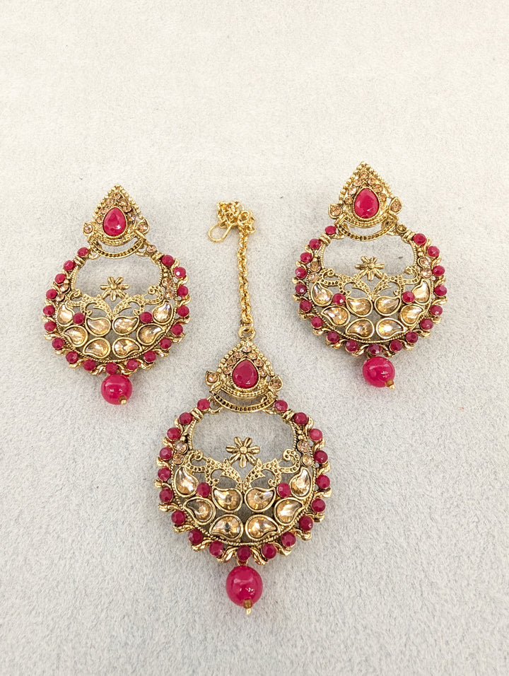 Aditi Stone Earrings and Tikka